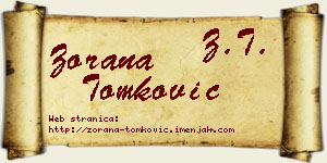 Zorana Tomković vizit kartica